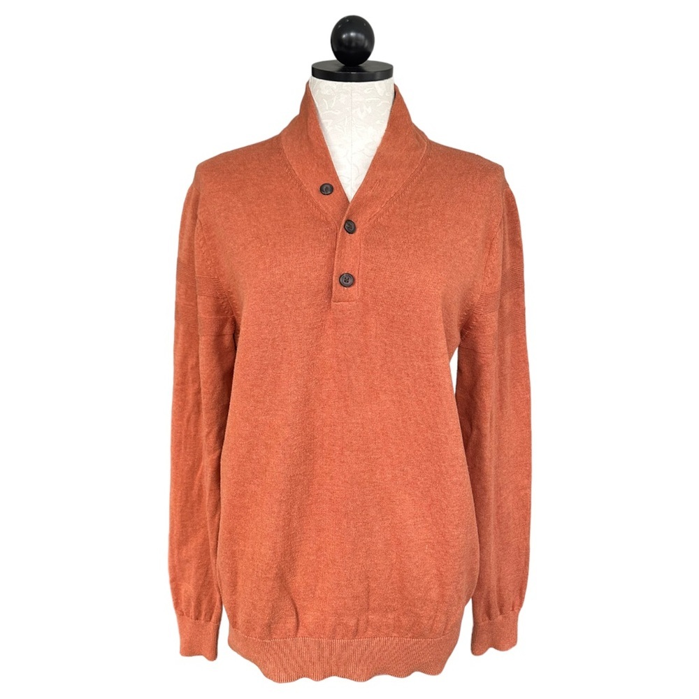 Banana Republic Factory Men's Sweater Shawl Button Collar Orange Size Medium